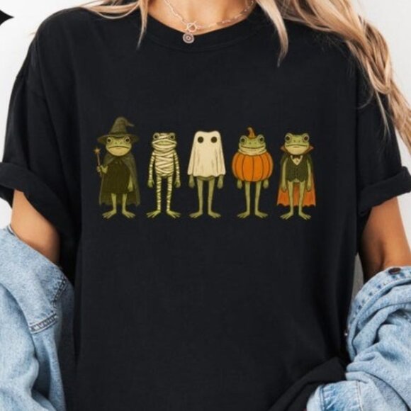 Tops - Cute Spooky Frogs Shirt, Halloween Graphics Tee